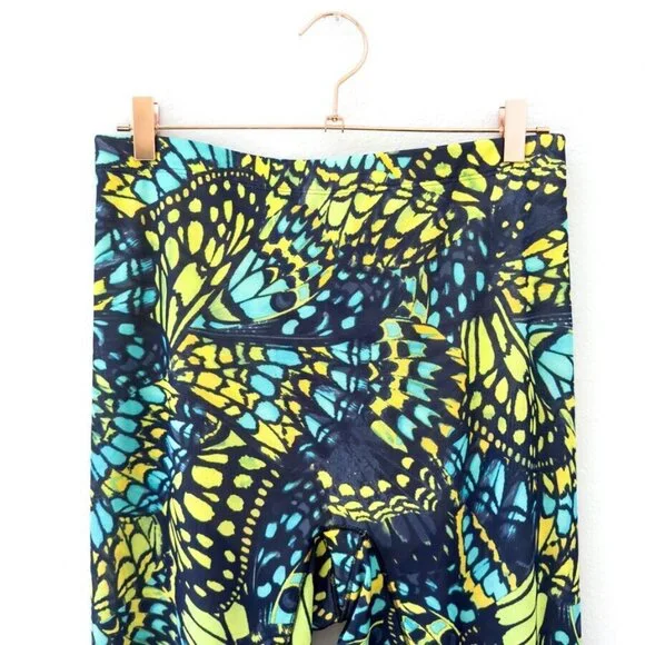 NEW Yitty Mesh Me Smoothing High Waist Legging Green Yellow Blue Butterfly Print - Picture 5 of 10
